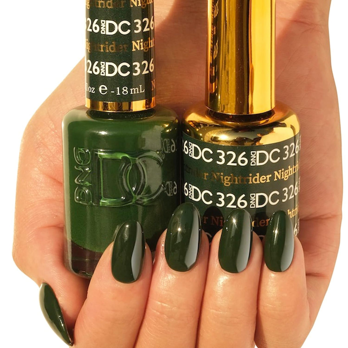 DND Gel Polish Set - 1 each of Green Gel Polish and Green Nail Polish, 326 Nightrider, 0.5 Fl Oz