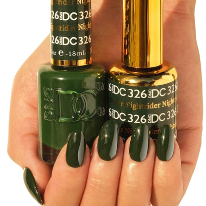 DND Gel Polish Set - 1 each of Green Gel Polish and Green Nail Polish, 326 Nightrider, 0.5 Fl Oz