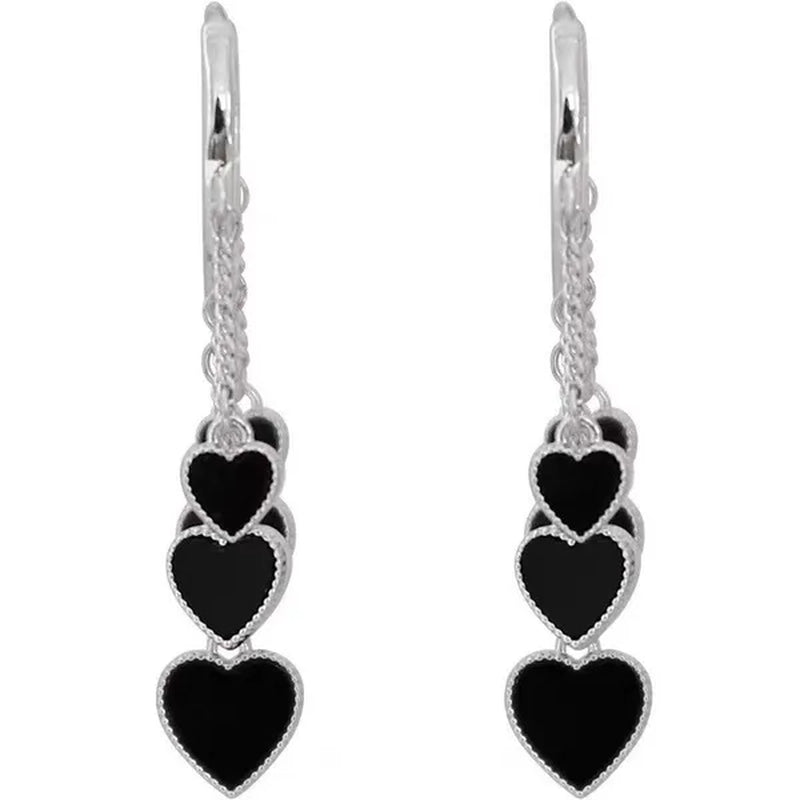 New Style Black Love Earrings Ladies Tassel Earrings Temperament Cold Wind Earrings