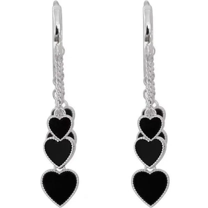 New style black love earrings ladies tassel earrings temperament cold wind earrings