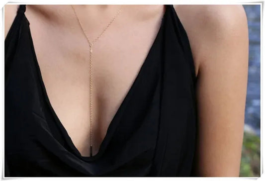 Simple Chain Necklace - Y Lariat necklace in 14K Gold filled or Sterling Silver