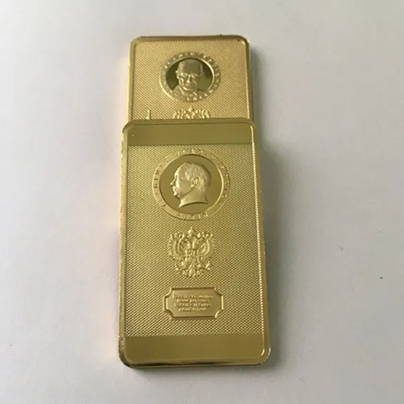 2 Pcs the Putin Coin 24K Real Gold Plated Badge 50 X 28 Mm Souvenir Bullion Bar Coin
