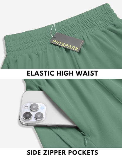 Women'S Athletic Shorts for Gym Workout Running Short with High Waisted Zip Pockets