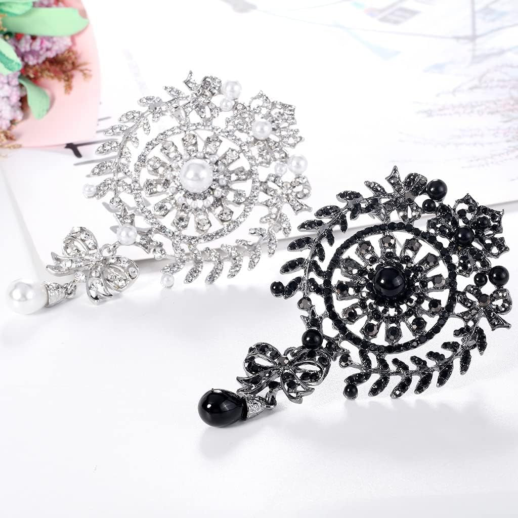 N a European and American Creative Personality Diamond-Studded Pearl Flower Brooch Fashion Clothing Tassel Water Drop Brooch (B)