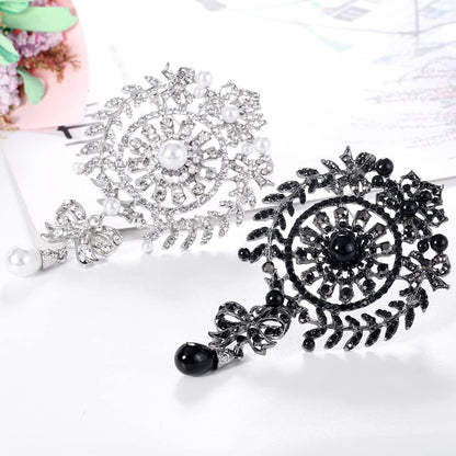 N a European and American Creative Personality Diamond-Studded Pearl Flower Brooch Fashion Clothing Tassel Water Drop Brooch (B)