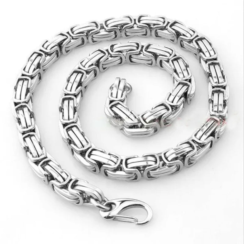 Men Jewelry Silver Stainless Steel Strong Byzantine Chain Curb Cuban Bracelet or Necklace 7inch-40inch