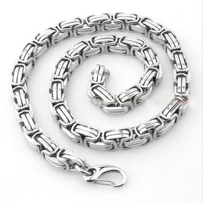 Men Jewelry Silver Stainless Steel Strong Byzantine Chain Curb Cuban Bracelet or Necklace 7inch-40inch