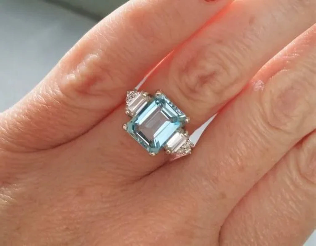 Classic Silver Color Delicate Blue Zircon Women's Ring Anniversary Christmas Gift Beach Party Jewelry Size 6-11 Bague Femme