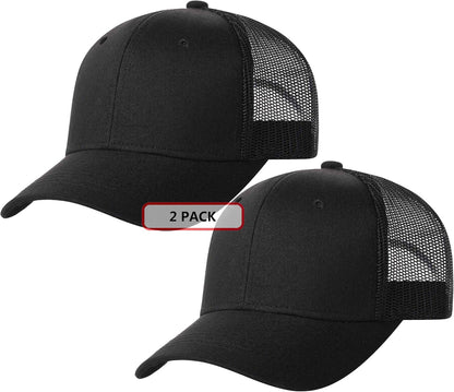 2 Pack Snapback Trucker Baseball Hats Mesh Back Adjustable Blank Ball Caps for Men Women