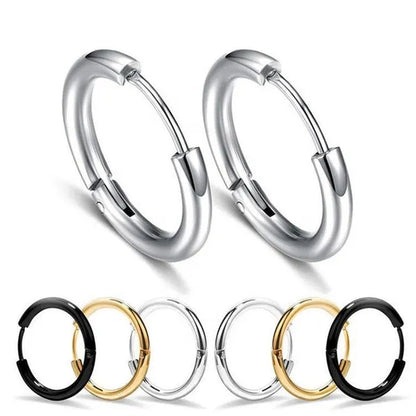 8Mm to 25Mm Unisex Stainless Steel Hoop Earring，Stainless Steel Ear Hoops Punk Style Ear Cartilage Hoop Earrings for Men and Women