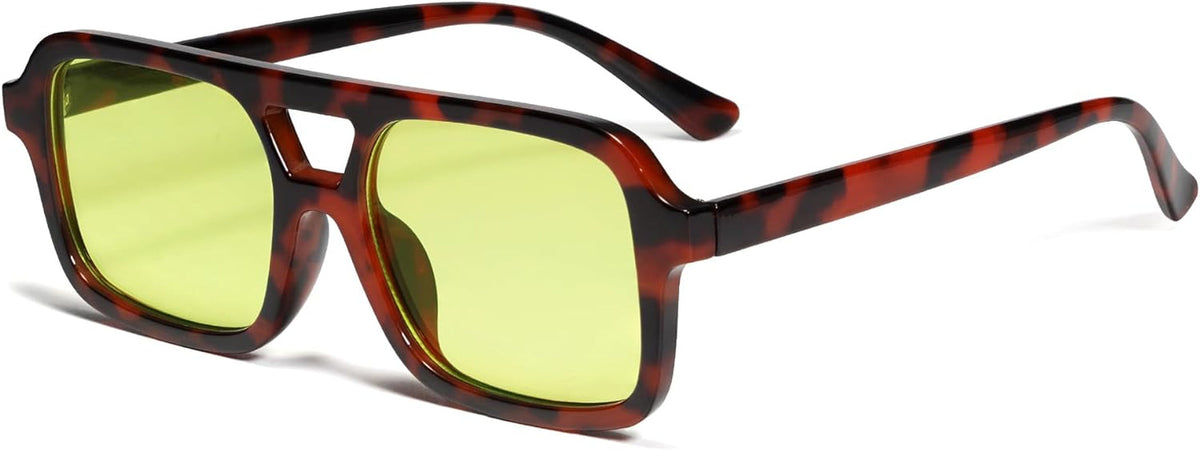 Retro 70s Square Aviator Sunglasses for Women Men Vintage Trendy Rectangle Sun Glasses VL9816