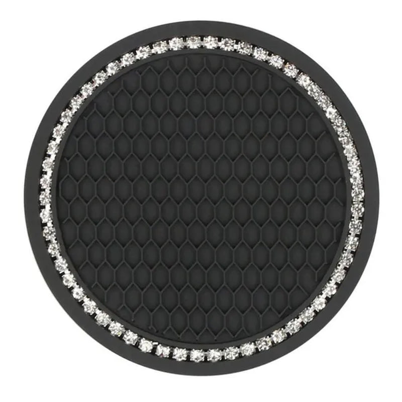 1Pc/2Pcs Car Cup Coaster, Crystal Rhinestone Car Interior Accessories, Easy To Clean, Non-Slip, Heat Resistant, Universal 7cm Anti-Slip Silicone Cup Holder Coasters For Car, Cute Vehicle Interior Decor