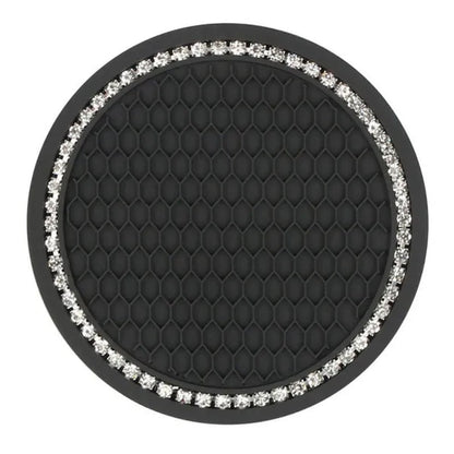 1Pc/2Pcs Car Cup Coaster, Crystal Rhinestone Car Interior Accessories, Easy To Clean, Non-Slip, Heat Resistant, Universal 7cm Anti-Slip Silicone Cup Holder Coasters For Car, Cute Vehicle Interior Decor