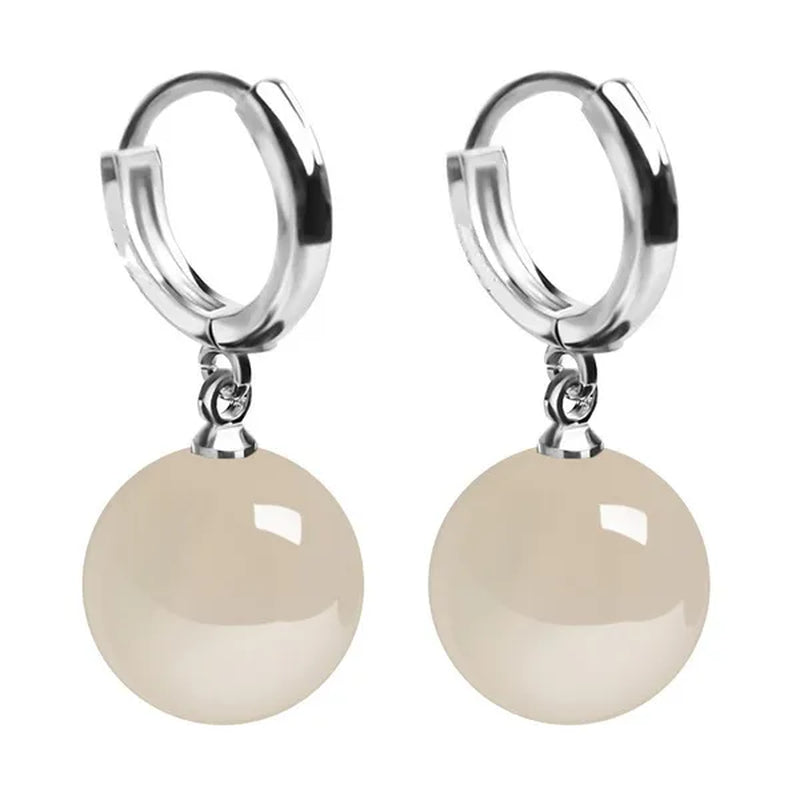 Exquisite and Fashion Yellow Agate Jade Drop Earrings for Women Luxury Stone Pearl Hoop Earrings Bridal Wedding Party Anniversary Gift Fashion Jewelry