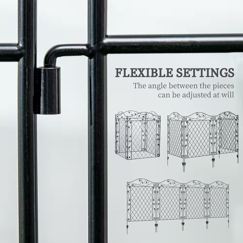 138.5 In. Metal Flower Garden Fence
