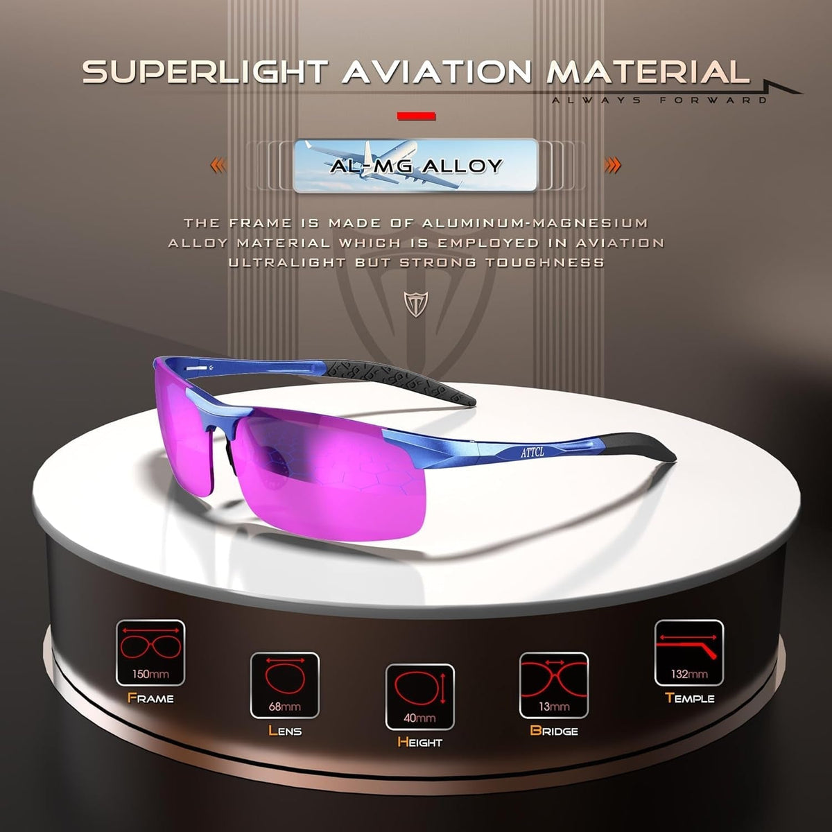 Men'S Fashion Driving Polarized Sunglasses for Men - Al-Mg Metal Ultralight Frame