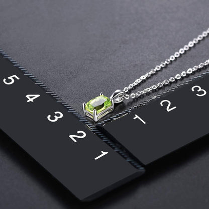 Women Pendant Necklace Sterling Silver Solid 925 Setting Cushion Cut 7X5Mm Natural Gemstone Birthstone Pendants Rhodium Plated Classic Fine Jewelry for Her