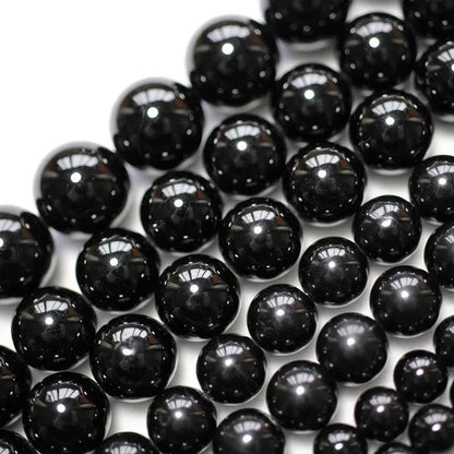Natural Genuine Black Tourmaline Gemstone Round Loose Beads Fit Women Jewelry Necklace Bracelets 4/6/8/10/12mm Pick Size