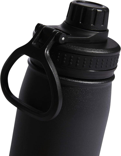 600 ML (20 Oz) Metal Water Bottle, Hot/Cold Double-Walled Insulated 18/8 Stainless Steel, Black/Silver Metallic, One Size