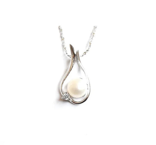 S925 Sterling Silver Pendant Inlay Freshwater Pearls Necklace for Women