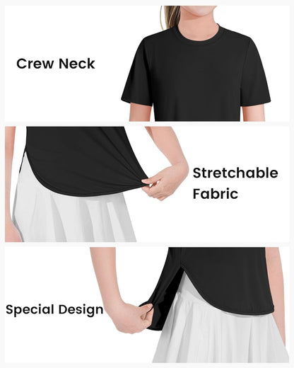 Girls Athletic Shirts Short Sleeve Quick Dry T-Shirt UPF 50+ Basic Tee Tops for Kids Teens Sports Activewear