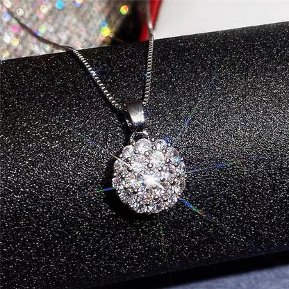 Exquisite Micro Pave Cubic Zirconia Round Crystal Ball Pendant Necklace for Women Anniversary Gift