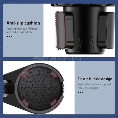 Multifunctional Car Cup Holder with Detachable Tray 360° Rotating Adjustable Car Food Eating Tray Table 3in1 Car Seat Cup Holder Water Bottle Drink Coffee Cleanse Storage