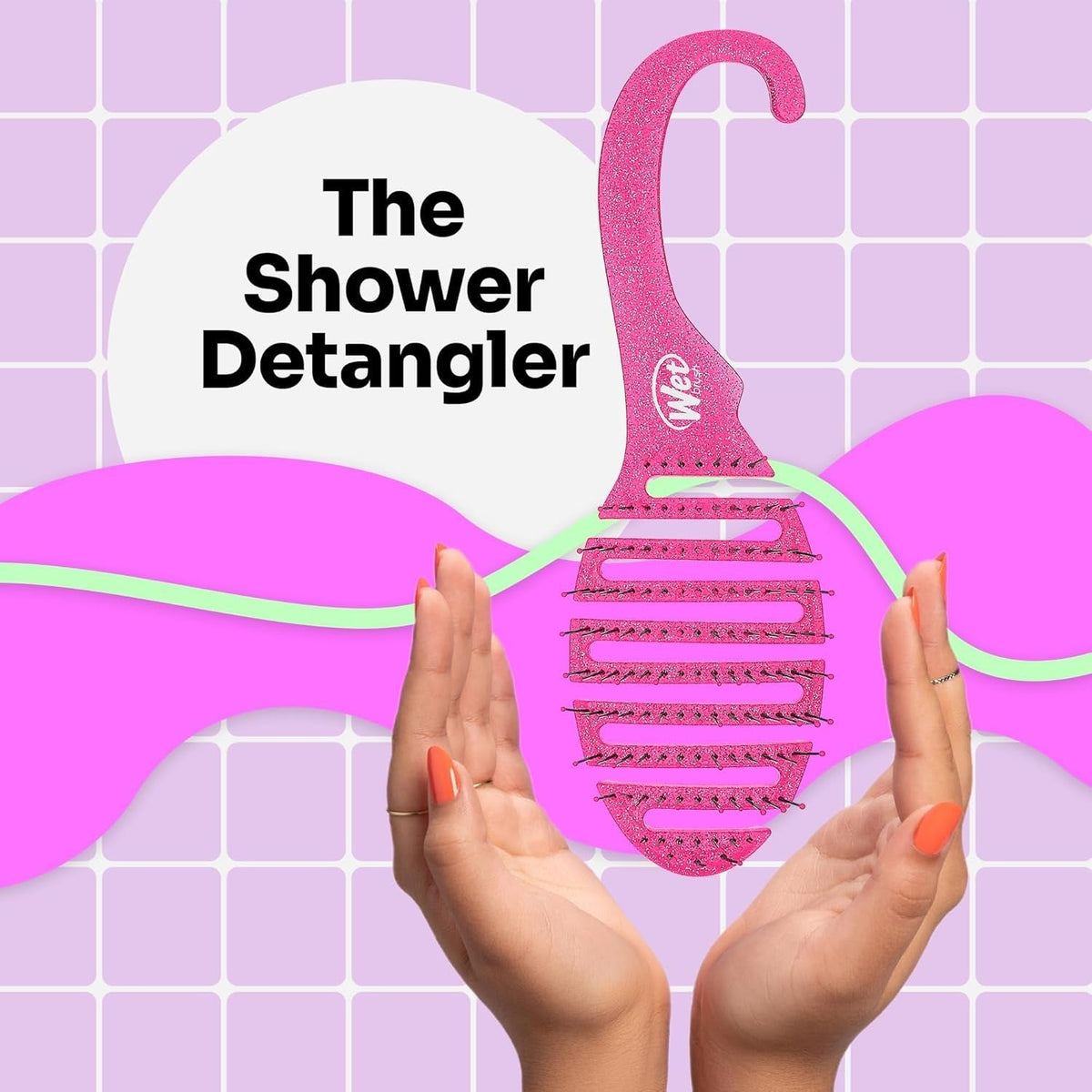 Shower Hair Brush Detangler - Exclusive Ultra-Soft Intelliflex Bristles - Minimizes Pain and Protects against Split Ends and Breakage - Comb for Women, Men, Wet & Dry Hair - Pink Glitter
