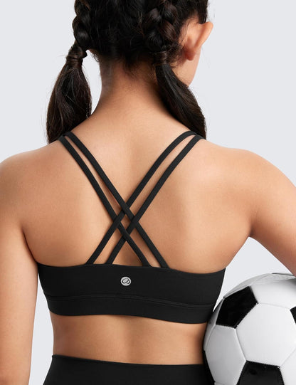 Girls Butterluxe Training Bra - Strappy Scoop Neck for Teens Kids Yoga Sports Comfort Dance Crop Top