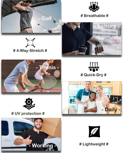 6 Pack Mens Polo Shirts Performance Short Sleeve Golf Shirt Moisture Wicking Athletic Casual Collared T-Shirt