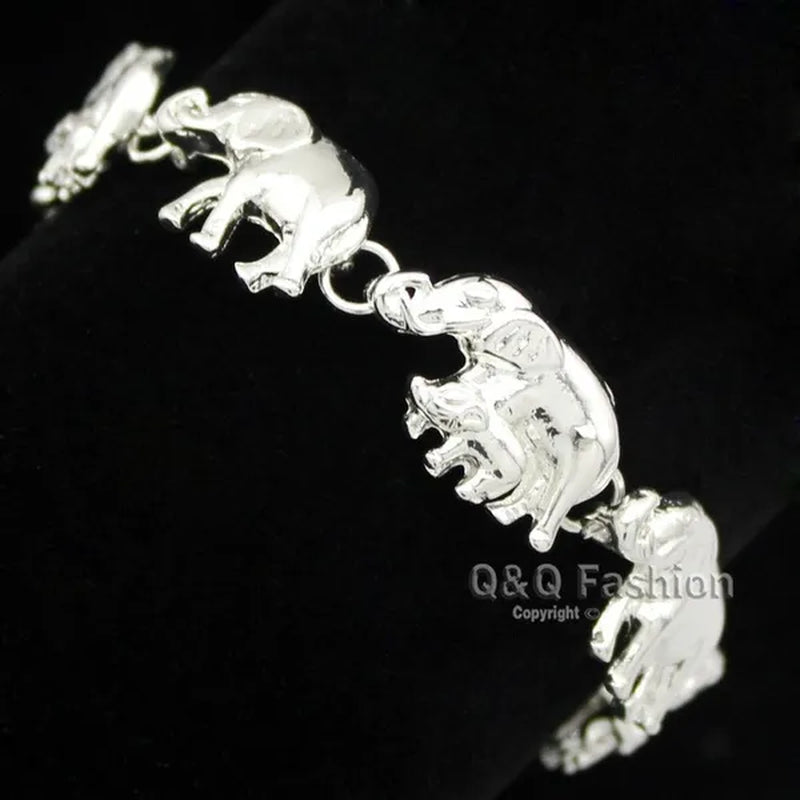 Brand New Fashion African Elephant & Baby Exquisite Charms Link Ganesh Chain Collar Statement Bib Necklace Gold Silver