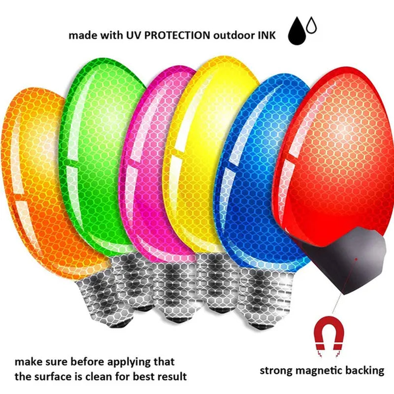 20 Pieces Reflective Car Magnets Set, 12 Pieces Xmas Holiday Christmas Lights Bulb Magnet Set for Xmas Holiday Winter Party Car, Garage, Mailbox, Refrigerator Decal with 8 Magnet Wire