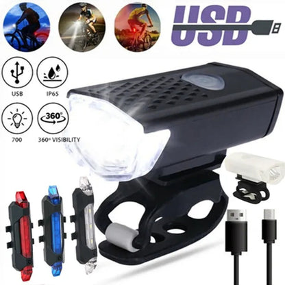 Newest Bike Light USB Rechargeable 300 Lumens Bicycle Lamp Front Headlight Flashlight Bicycle Light Bicycle Accessories