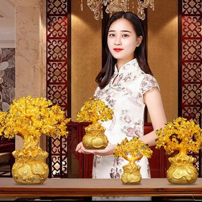 Resin Citrine Feng Shui Money Tree Lucky Tree Home Decoration Ornaments Festival Holiday Gifts Bring Wealth