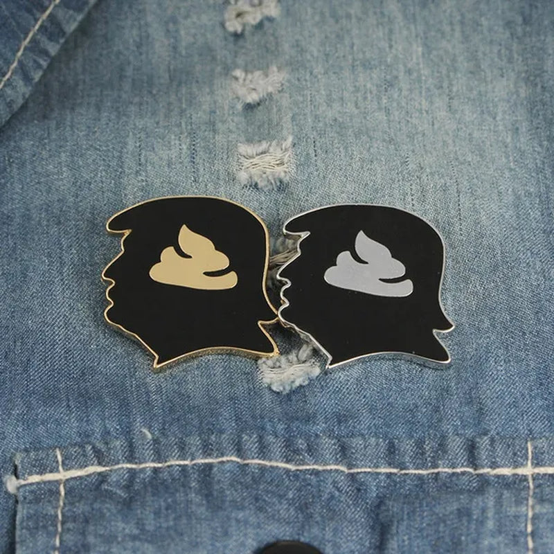 New Punk Black Enamel Brooch Pin Trump Shithead Denim Jacket Pins Bag Hat Decoration