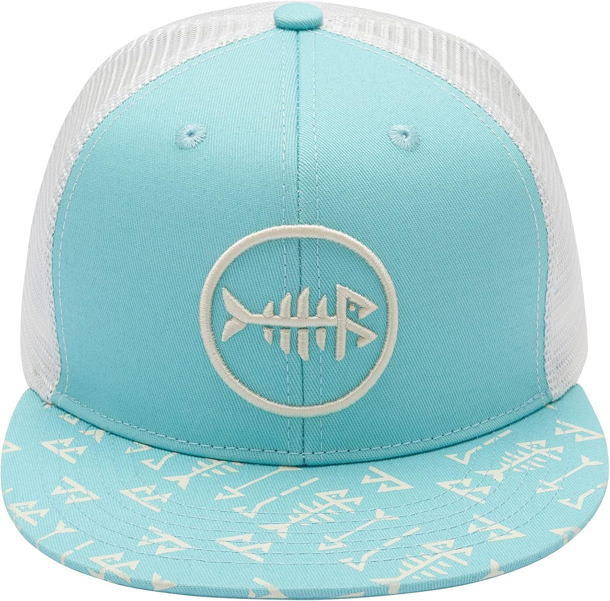 Flat Brim Trucker Cap Adjustable Snapback Hat Mesh Back for Men Women