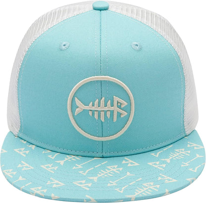 Flat Brim Trucker Cap Adjustable Snapback Hat Mesh Back for Men Women