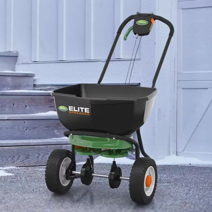Elite Spreader Holds up to 20,000 Sq. Ft. of Product, Push Spreader for Grass Seed, Fertilizer, Salt and Ice Melt