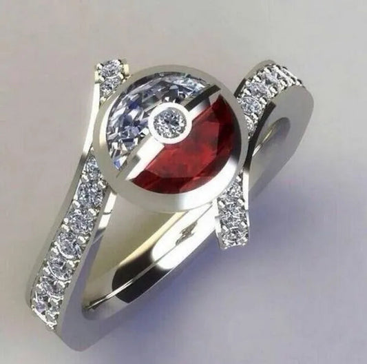 2021 Exquisite Red Zircon Princess Wedding Engagement Ring Size 4-11