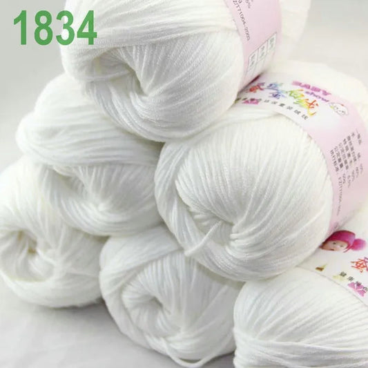 Sale New 300g/882y Soft Cashmere Silk wool Hand Knitting baby Yarn White 1834