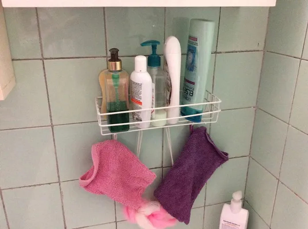 Wall Mounted Hanging Storage Shelf Kitchen Bathroom Shower Storage Rack Punch Free