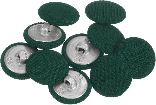 10Pcs 32L Fabric Cloth Covered Button 20Mm Metal Shank round Sewing Buttons for Suits Dress Blouses, Army Green