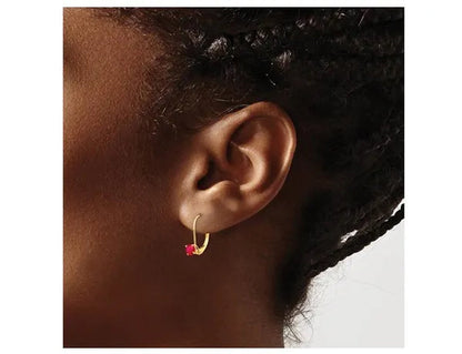 Natural Red Ruby 3/4 Carat (ctw) Leverback Earrings in 14K Yellow Gold