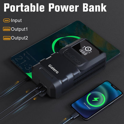 Q13 4000A Portable Car Jump Starter with Air Compressor 150PSI, Jump Start Battery Pack(10.0L Gas/8.0L Diesel), 12V Jump Box with 3 Modes Flashlight & Jumper Cable, LCD Display Power Bank