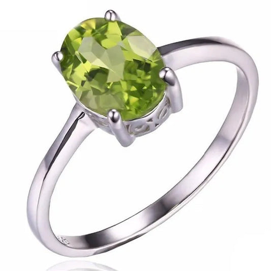 Majesty Diamonds MDS170208 1.5 CT Oval Green Peridot Cocktail Ring in .925 Sterling Silver - Size 6