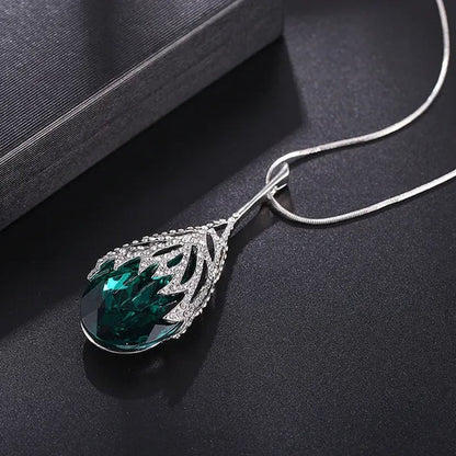 Fashion Crystal Diamond Water Dripping Sweater Chain Women's Geometric Long Necklace