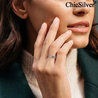 Chicsilver 925 Sterling Silver Ring for Women Men 4Mm Celtic Knot Wedding Band Eternity Ring Size 4 to 12