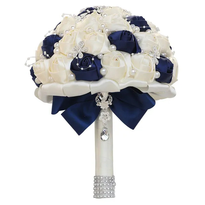 21CM Silk Rose Pearl Rhinestone New Style Bridal Bouquet Wedding Supplies Diamond Brooch Bouquet Bridesmaid Holding Flowers