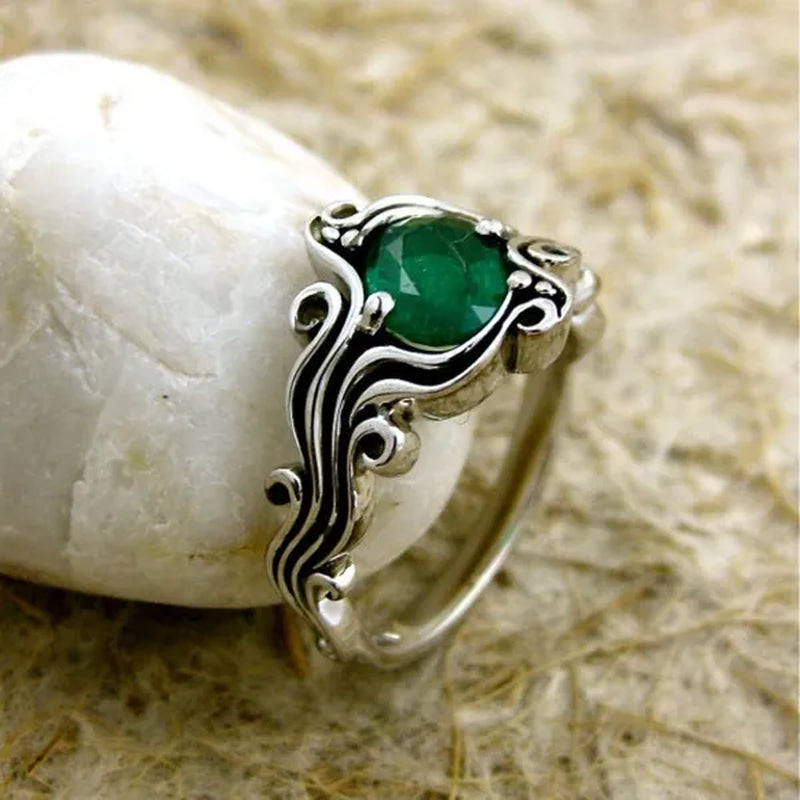 Exquisite Women's 925 Sterling Silver 3.28CT Tsavorite Vine Ring Engagement Ring Anniversary Gift Rings Size 6 7 8 9 10
