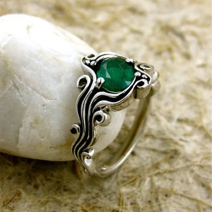 Exquisite Women's 925 Sterling Silver 3.28CT Tsavorite Vine Ring Engagement Ring Anniversary Gift Rings Size 6 7 8 9 10